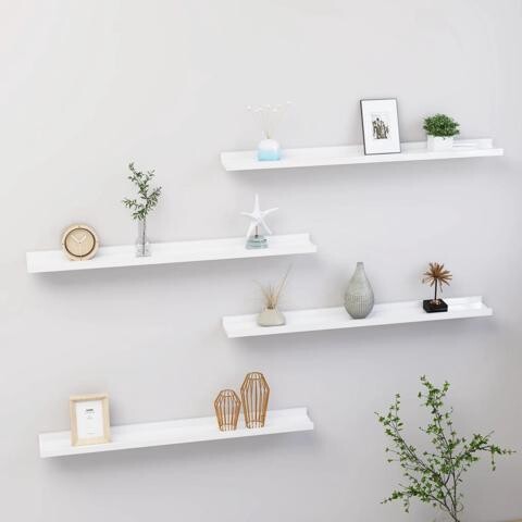 VidaXL Wall Shelves Floating Display Shelves 4 Pcs High Gloss White 31.5'
