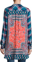 Thumbnail for your product : Tolani Joselyn Plaid Tunic w/Printed Back, Teal