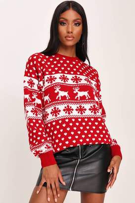 I SAW IT FIRST Red Fair Isle Christmas Knitted Jumper
