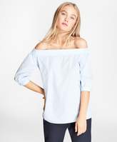 Thumbnail for your product : Brooks Brothers Striped Cotton Poplin Off-the-Shoulder Blouse