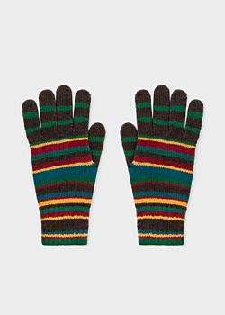 Paul Smith Men's Signature Stripe Wool-Cashmere Gloves