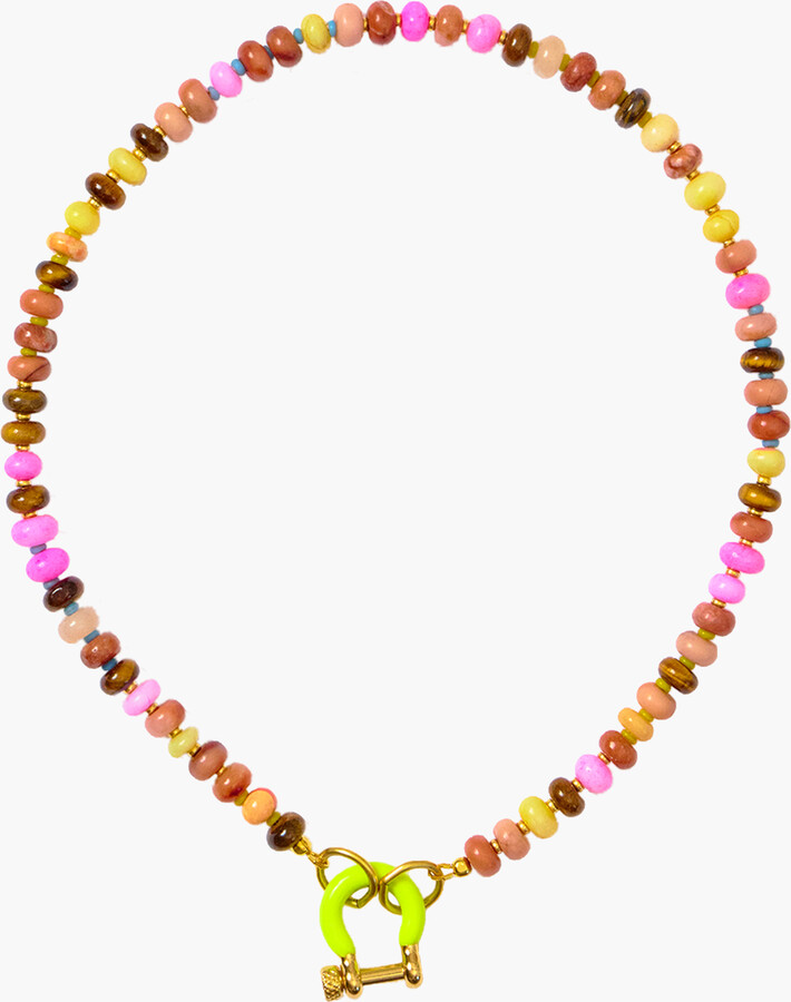 SHOP SPICY DAN Chikin Mixed Gemstone Gold Plated Necklace