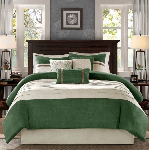 Gulches7PCPiecedFauxSuedeComforterSetGreenCalKing
