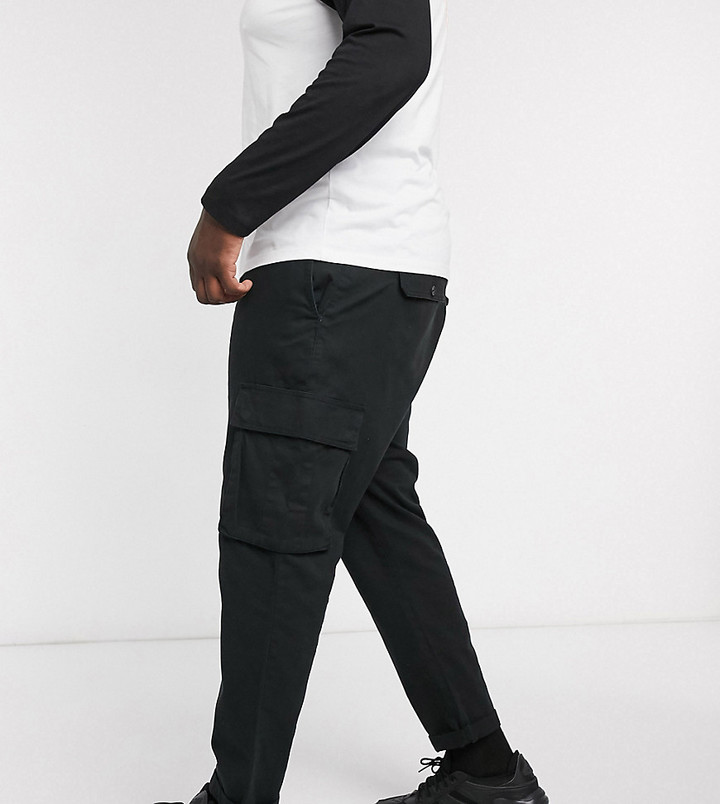 new look black cargo trousers