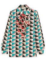 Thumbnail for your product : Gucci Pussy-Bow Printed Silk-Twill Shirt