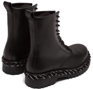 Balenciaga Rope Stitched High Top Leather Boots - Womens - Black