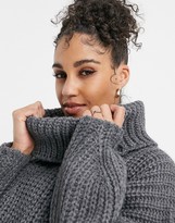 Thumbnail for your product : NaaNaa chunky knit roll neck sweater in charcoal