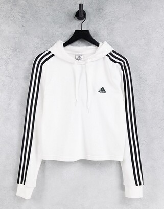 adidas Sportswear cropped hoodie with three stripes in white - ShopStyle  Girls' Sweatshirts
