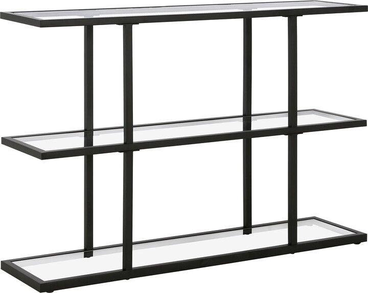 Evelyn&Zoe Yeardley 42" Wide Rectangular Console Table, Blackened Bronze