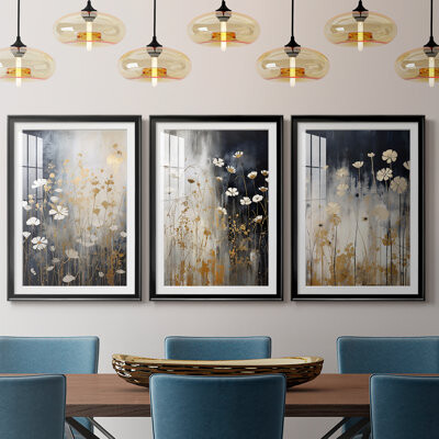 Wildon Home FLORAL Series CDXIII -Custom Framed Premium Print W Matt - 3 Pieces