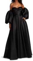 Thumbnail for your product : J. Mendel Off-The-Shoulder Balloon-Sleeve Silk Ball Gown