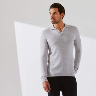 The White Company Men's Merino Collar Sweater, Pale Grey Marl, Small