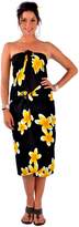 Thumbnail for your product : La Fleva 1 World Sarongs Womens PLUS Size FRINGELESS Plumeria Sarong in Black/Yellow