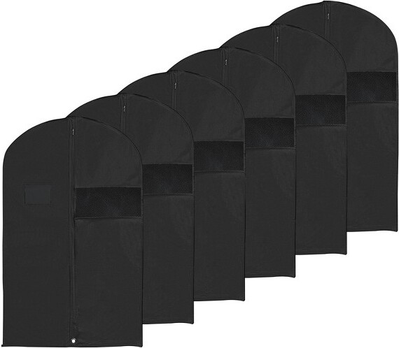 Unique Bargains UniqueBargainsWaterproofDustproofSuitsCoatsDressesGarmentBags6PcsBlack