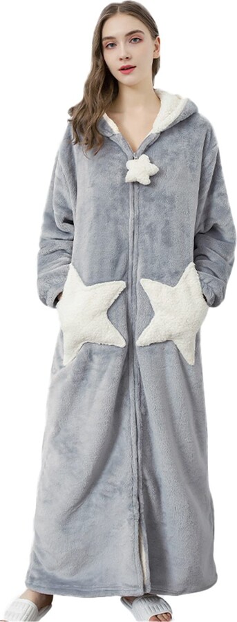 ZAKASA Ladies Dressing Gown Soft Velour Hooded Bath Robe Housecoat