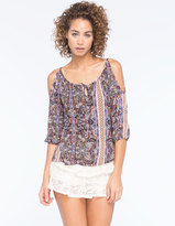 Thumbnail for your product : Hip Linear Print Womens Cold Shoulder Top