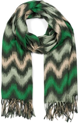 styleBREAKER Women Scarf with colorful zigzag pattern and fringes warm winter stole multicolored 01017133