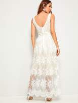 Thumbnail for your product : Shein Lace Overlay Plunge Maxi Dress