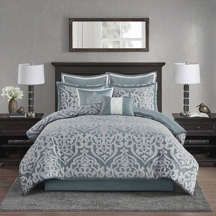 Madison Home USA Dillon 8-Piece Jacquard Comforter Set with Throw Pillows