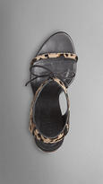 Thumbnail for your product : Burberry Tie-detail Animal Print Calfskin Sandals