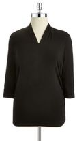 Thumbnail for your product : Vince Camuto Petite Asymmetrical V-Neck Shirt