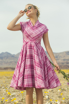 Thumbnail for your product : Shabby Apple Buttercup Stretch Poplin Plaid Fit And Flare Dress Pink