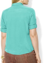 Thumbnail for your product : Lauren Ralph Lauren Plus Roll Sleeve Silk Shirt