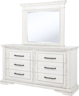 Mckinney 6-Drawer Bedroom Dresser With Mirror Vintage White