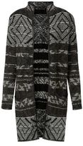 Thumbnail for your product : Yumi Black Leather-Look Trim Aztec Cardigan