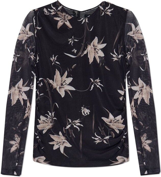 AllSaints Caia Floral Mesh Top