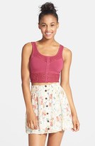 Thumbnail for your product : Mimichica Mimi Chica Floral Print Button Front Cotton Skirt (Juniors)