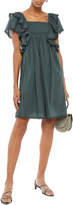 Thumbnail for your product : Sea Bettina Ruffled Lace-trimmed Cotton Mini Dress