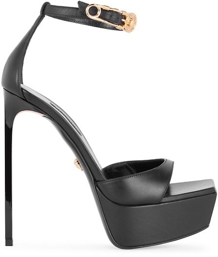 Versace Safety Pin Leather Platform Sandals - ShopStyle
