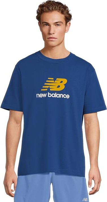 New Balance Athletics Logo T-shirt Men's Clothing Galaxy Blue : LG, Cotton