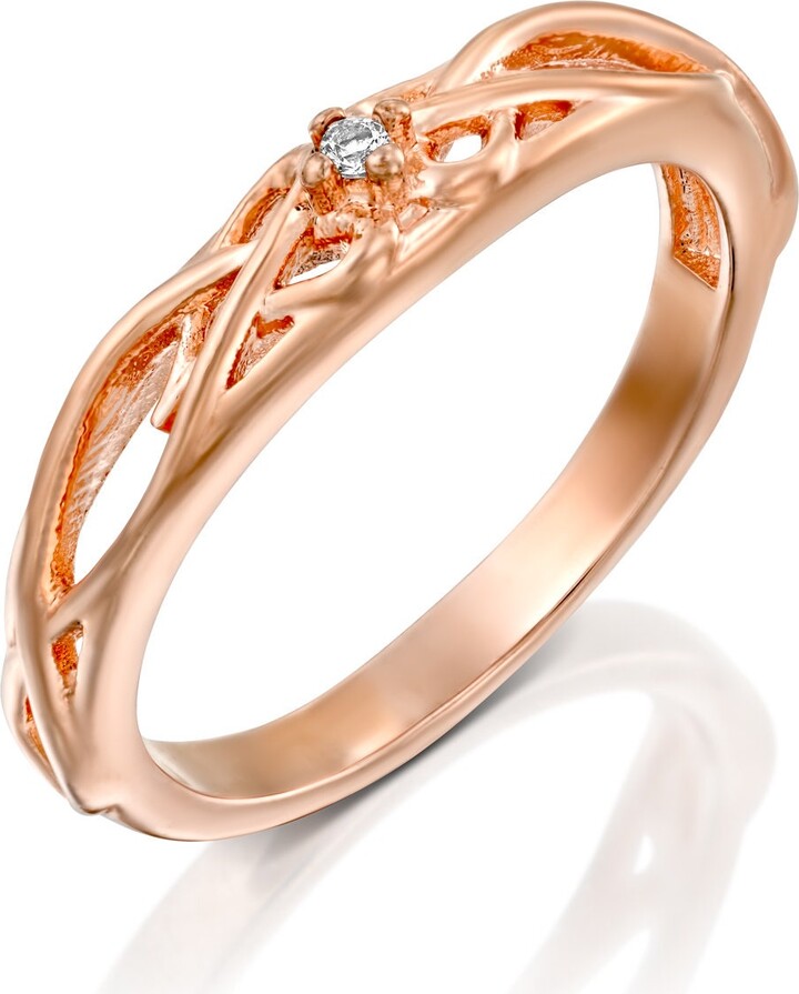 Etsy Braided Engagement Ring Diamond Celtic Wedding Band 14K Rose Gold Ring Knot Ring Vintage Band Woman