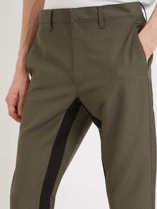 Prada Stripe Detail Mohair Blend Trousers - Mens - Khaki