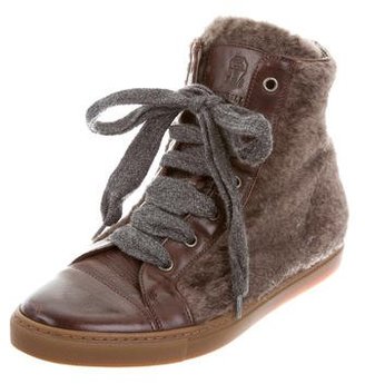 Brunello Cucinelli Shearling High-Top Sneakers