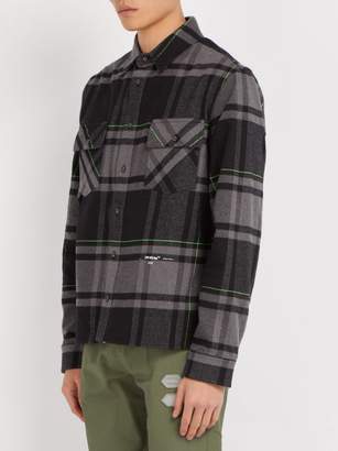 Off-White Off White Checked Brushed Cotton Blend Twill Shirt - Mens - Grey