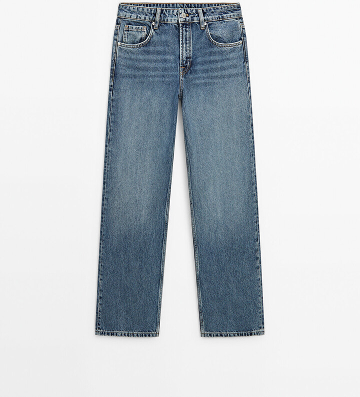 Massimo Dutti Straight Fit High-Waist Striped Jeans - ShopStyle