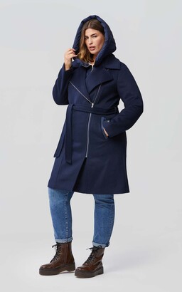 Soia & Kyo PERLE mixed media coat with removable bib and hood