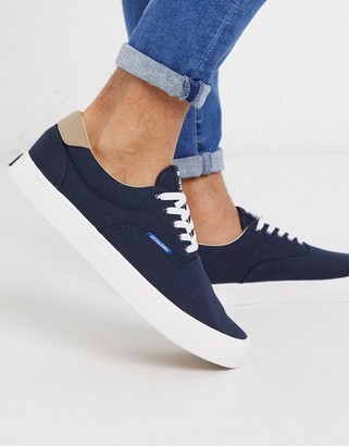 Jack and Jones canvas sneakers in navy - ShopStyle