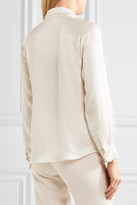 Thumbnail for your product : Max Mara Pussy-bow Silk-satin Blouse - White