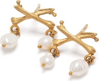 Claire English Rum Bucanner pearl stud earrings