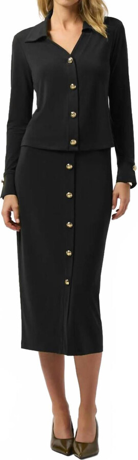Joseph Ribkoff Moss Crepe Pull-On Pencil Skirt In Black