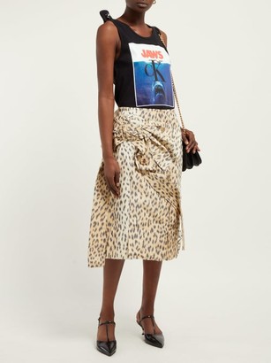 Calvin Klein Brooch-embellished Leopard-print Silk Skirt - Leopard