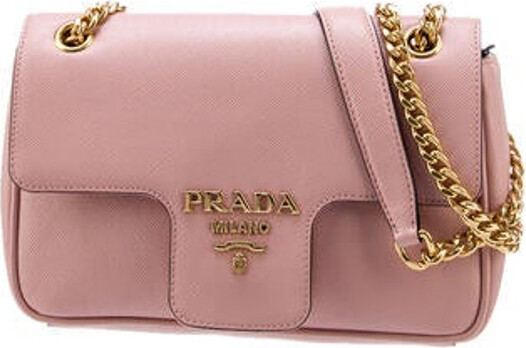 Prada Saffiano Pattina Flap Bag - Pink Shoulder Bags, Handbags