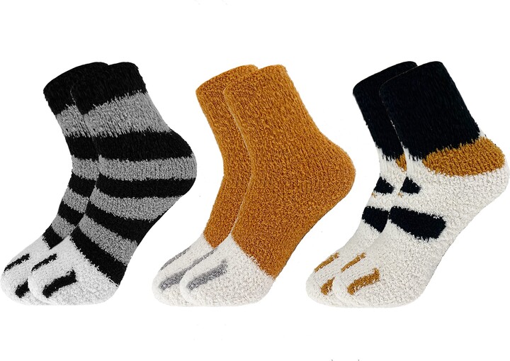 CheChury Women Plush Socks Winter Cosy Floor Bed Socks For Ladies Fluffy  Socks Thick Warm Socks Women Coral fleece Slipper Socks Cute Christmas Socks  Gift Set (3 Pairs) - ShopStyle