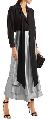 Roksanda Ruffled Hammered Silk-satin Midi Skirt