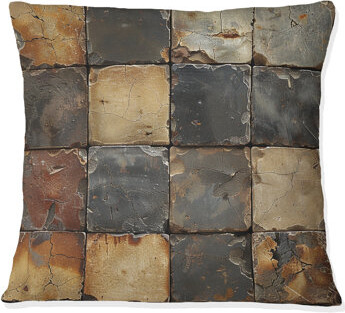 Brown Grey Vintage Inspired Tiles - Tiles Throw Pillow