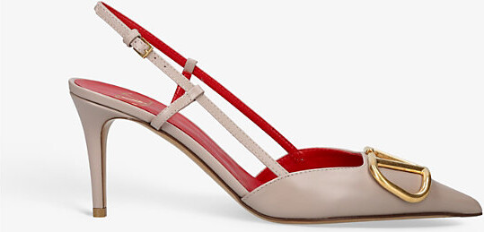 Valentino Garavani Womens Blush Vlogo 80 Pointed-Toe Leather Slingback Courts Eur 41.5 / 8.5 Uk Women